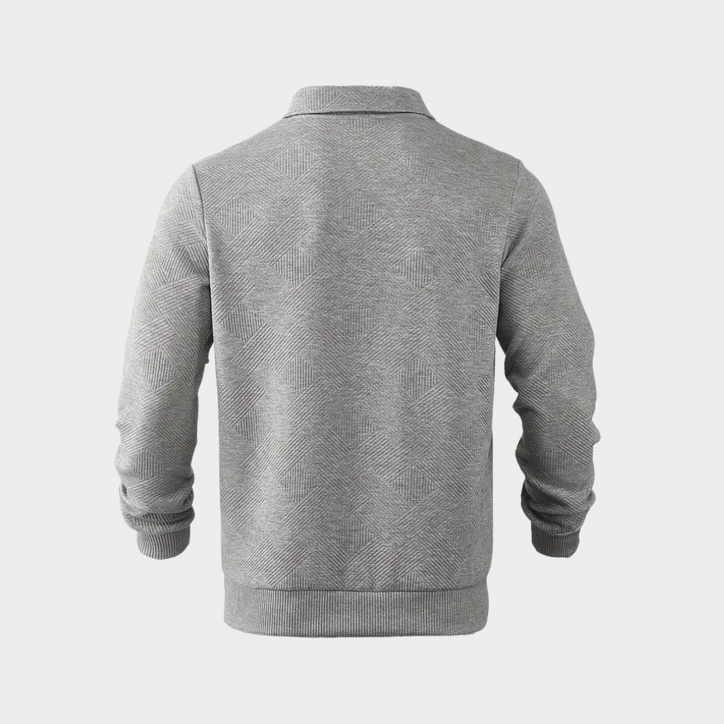 Men Sweater | Quarter-Zip Turtleneck with Geometric Knit Pattern