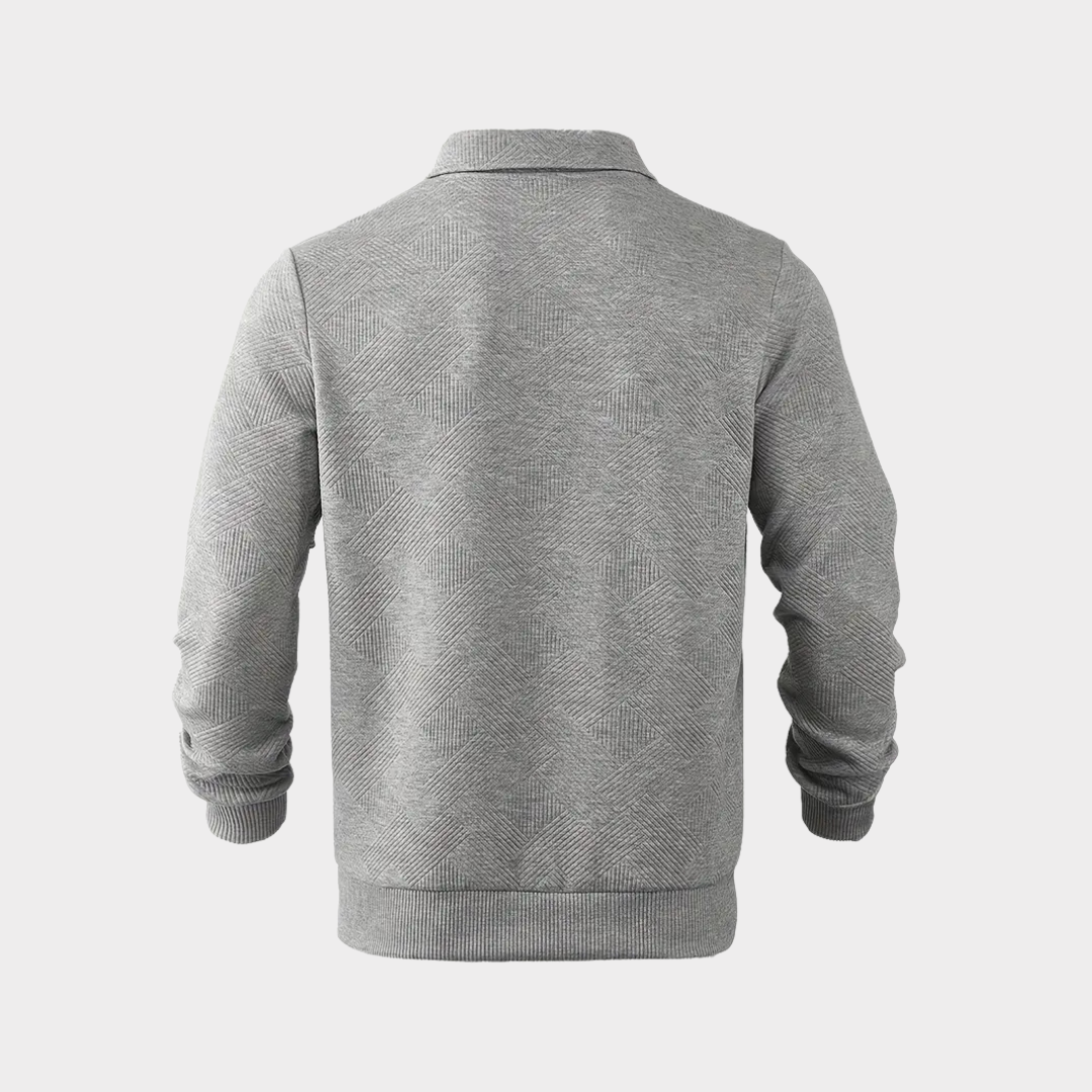 Men Sweater | Quarter-Zip Turtleneck with Geometric Knit Pattern