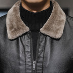 Men Jacket | Full-Zip Faux Leather with Faux Fur Collar