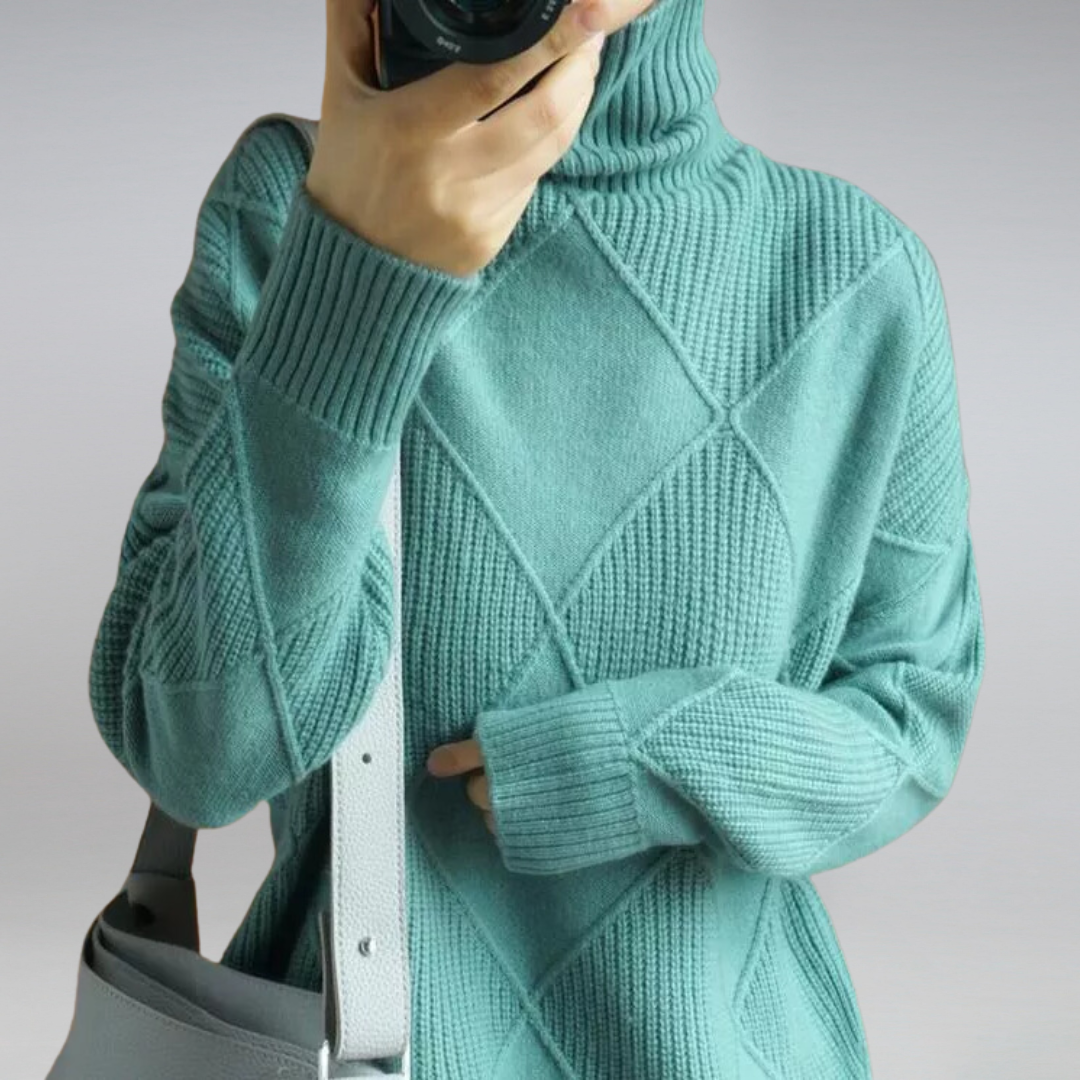 Women Sweater | Ribbed Knit Turtleneck Long Sleeve Fitted