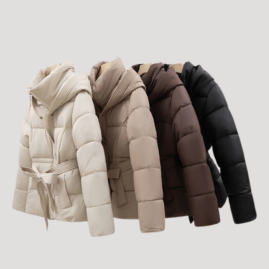 Women Coat | Quilted Belted Design with Attached Hood