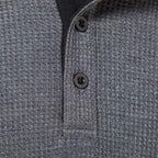 Men T-Shirt | Waffle-Knit Henley with Relaxed Fit Long Sleeve