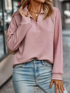 Women Sweater | V-Neck Design with Zipper Front Closure