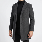 Men Coat | Slim Fit Mid-Thigh Length Three-Button Front