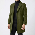 Men Coat | Slim Fit Mid-Thigh Length Three-Button Front