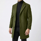 Men Coat | Slim Fit Mid-Thigh Length Three-Button Front