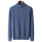 Men Sweater | Cable Knit Half-Zip Standing Collar Regular Fit