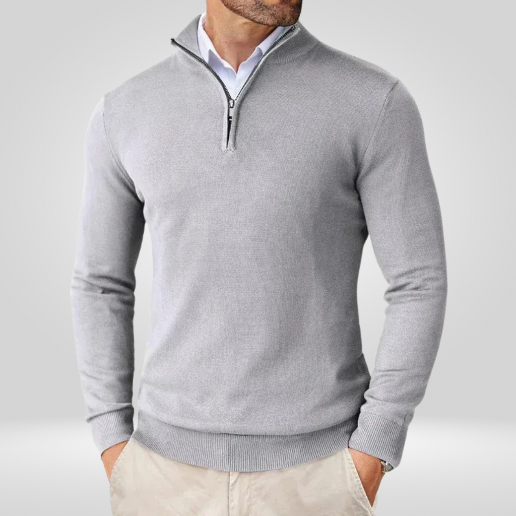 Men Sweater | Quarter-Zip Stand-Up Collar Slim Fit