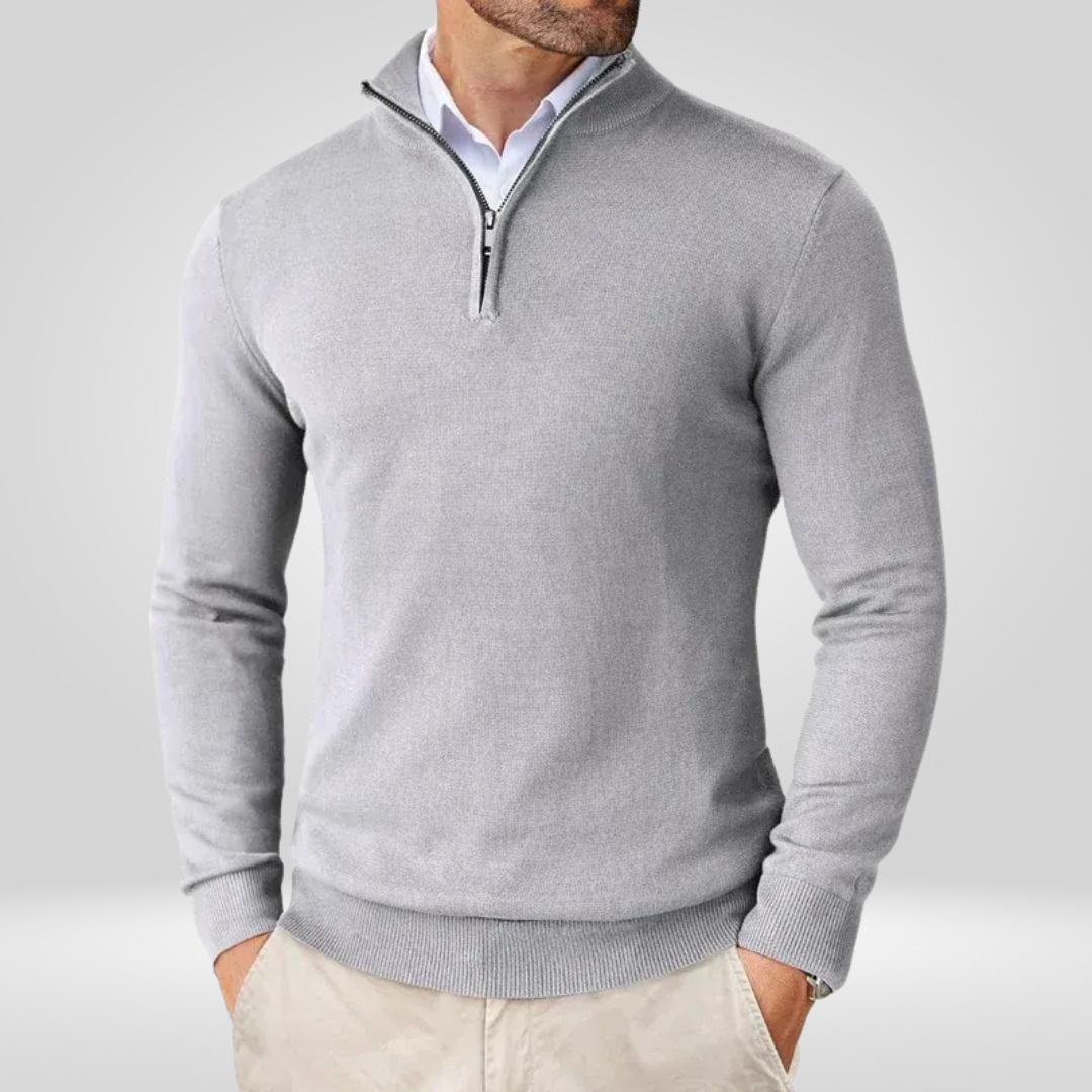 Men Sweater | Quarter-Zip Stand-Up Collar Slim Fit