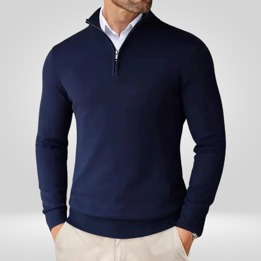 Men Sweater | Quarter-Zip Stand-Up Collar Slim Fit