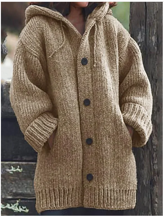Women Cardigan | Oversized Longline Fit with Hood and Buttons