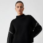 Women Sweater | Loose Fit Pullover with Sleeve Detail