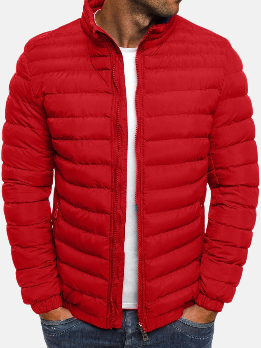 Men Puffer Jacket | Slim Fit with Full-Length Zip Closure
