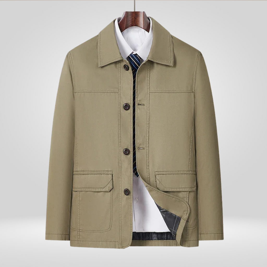 Men Jacket | Loose Fit with Button Front Closure | Spring