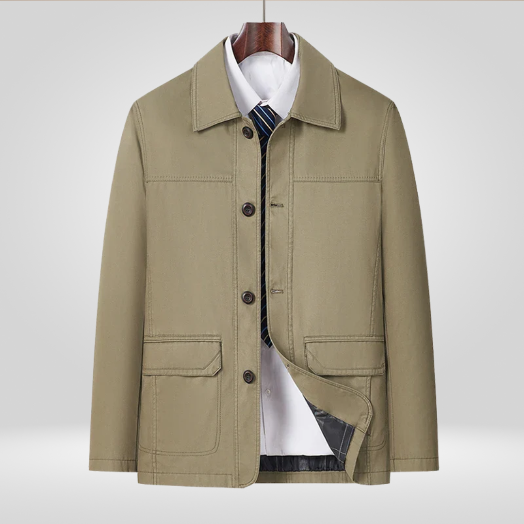 Men Jacket | Loose Fit with Button Front Closure | Spring