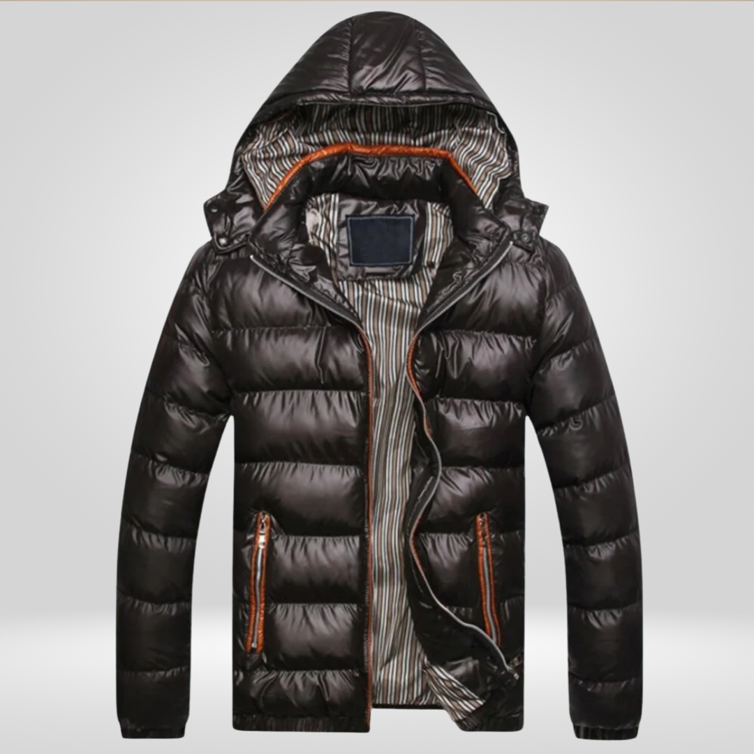 Men Jacket | Quilted Insulated Hood with Zip Snap Front