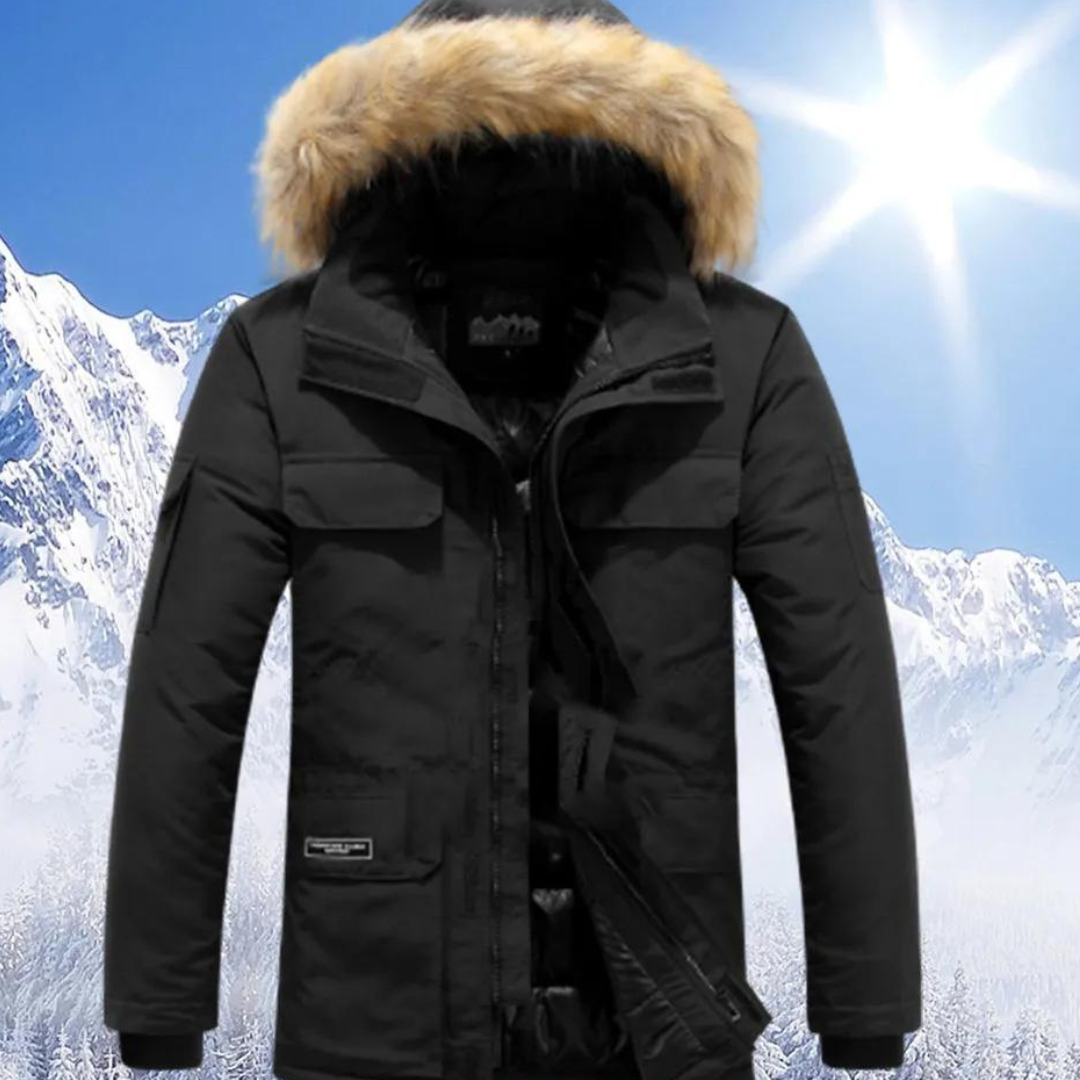 Men Parka | Insulated Hooded Mid-Length Zip-Front Design