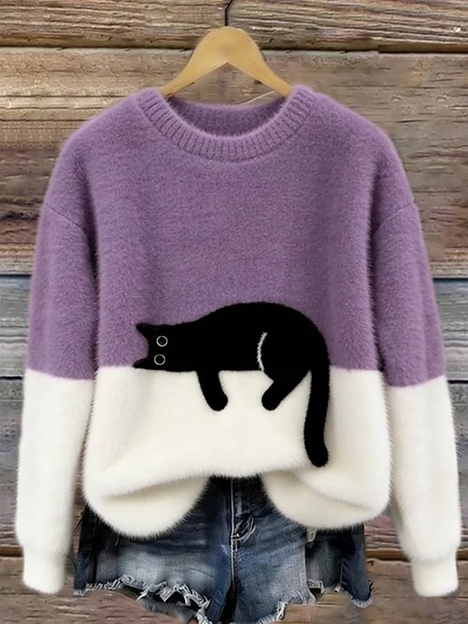 Women Sweater | Colourblock Relaxed Fit with Appliqué Detail