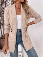 Women Cardigan | Open Front Ribbed Knit Relaxed Fit