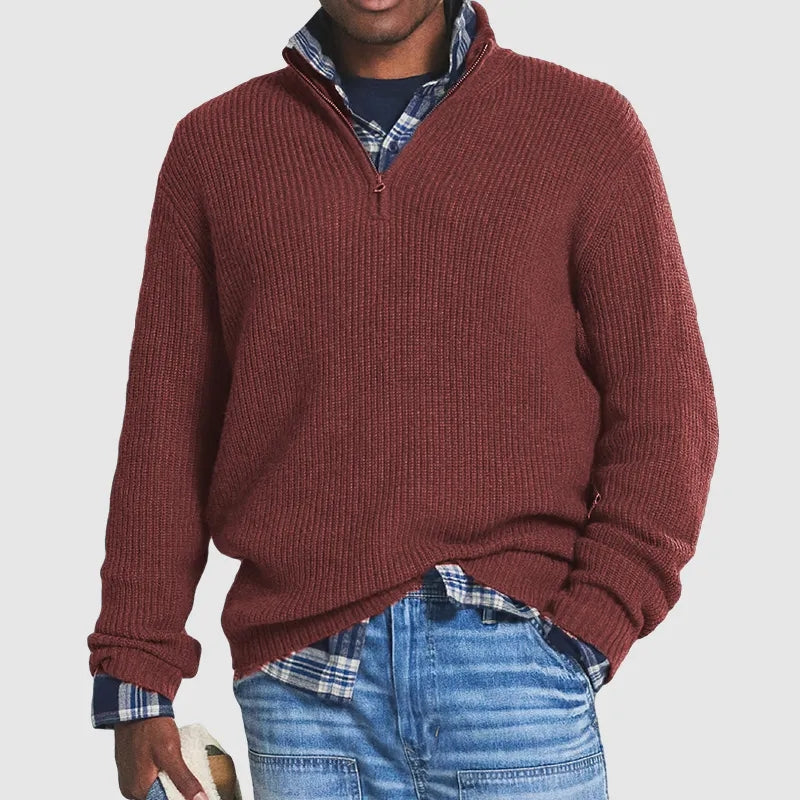Men Sweatshirt | Ribbed Crew Neck with Long Sleeve Knit