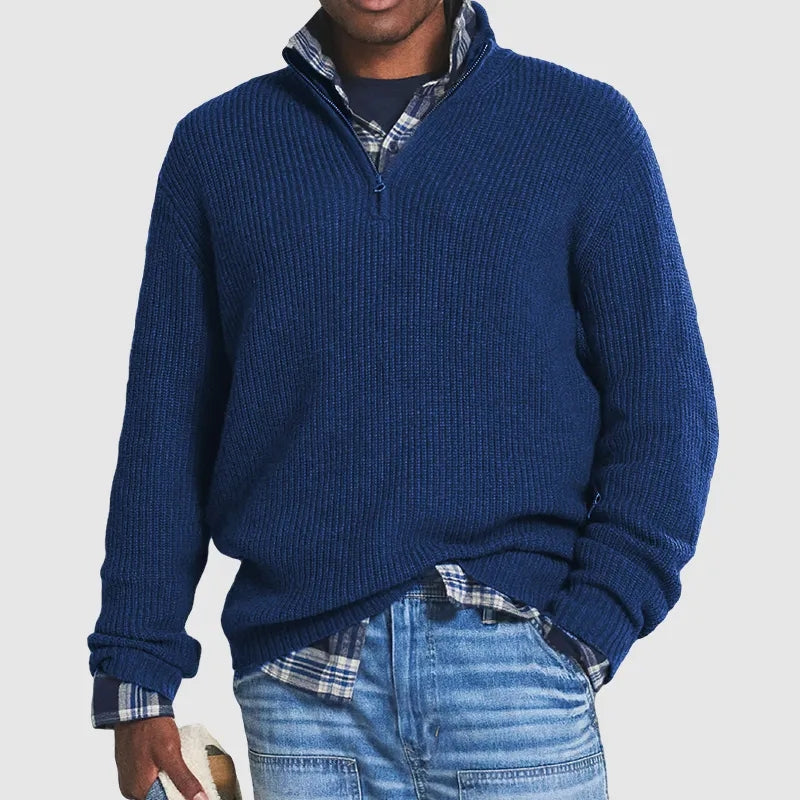 Men Sweatshirt | Ribbed Crew Neck with Long Sleeve Knit