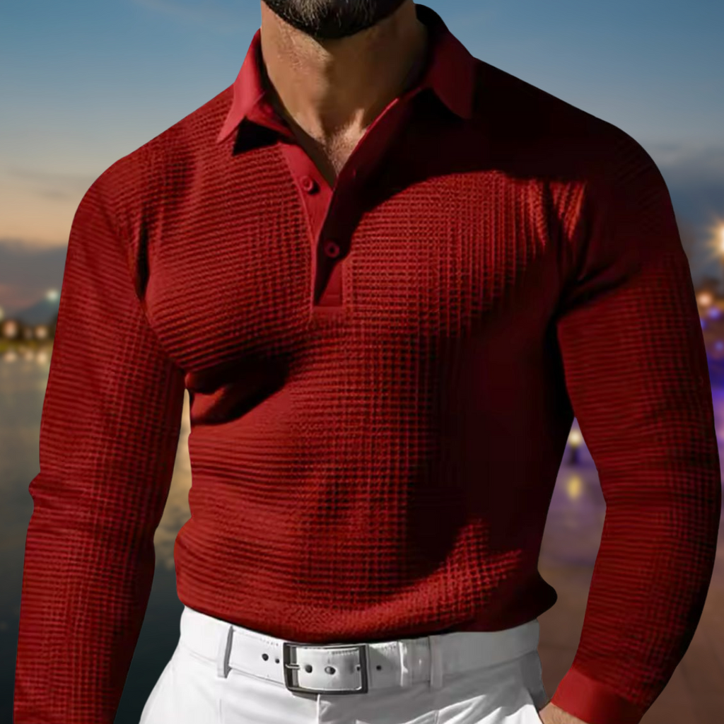 Men Set | Polo Collar Long Sleeve Knitted Pullover Fit