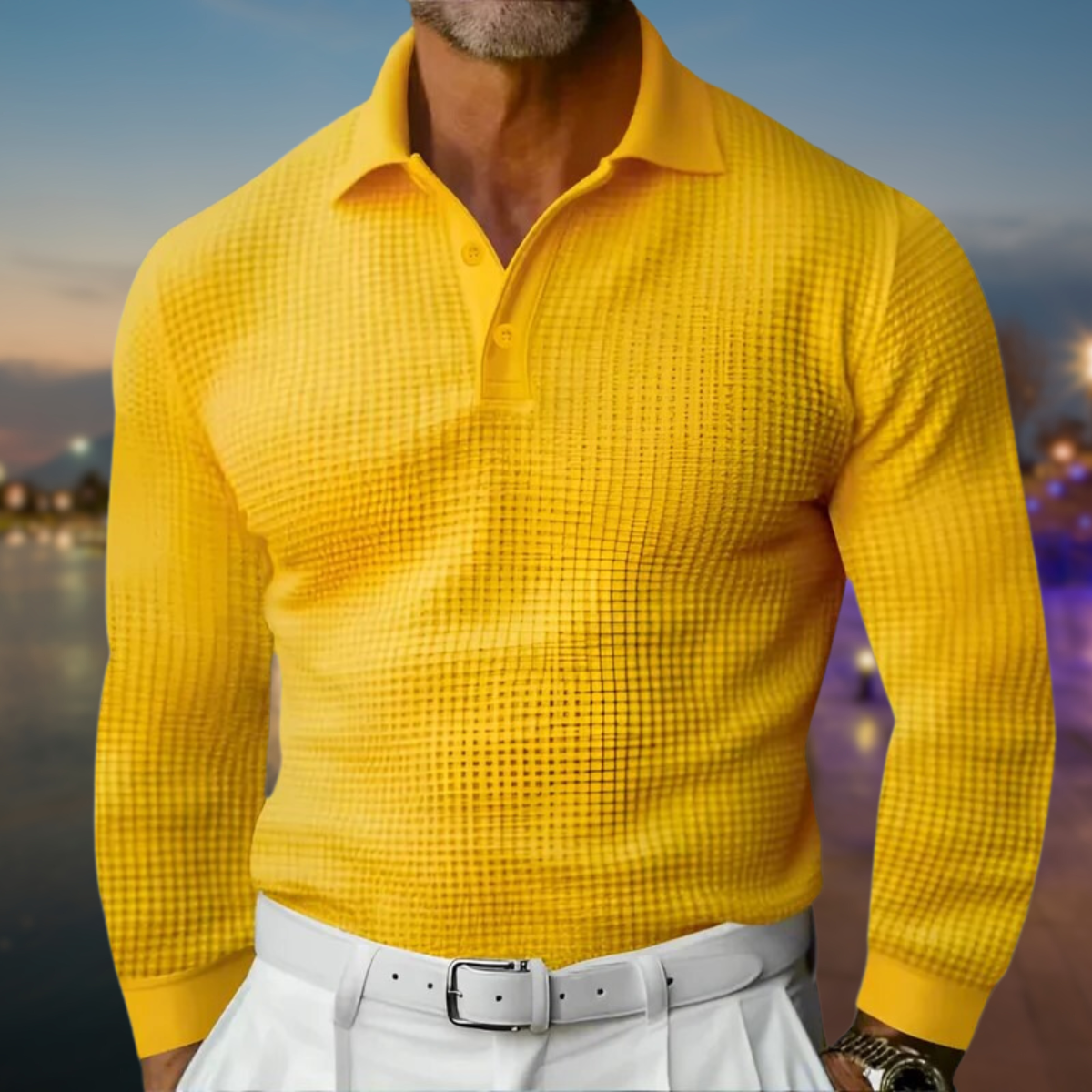 Men Set | Polo Collar Long Sleeve Knitted Pullover Fit