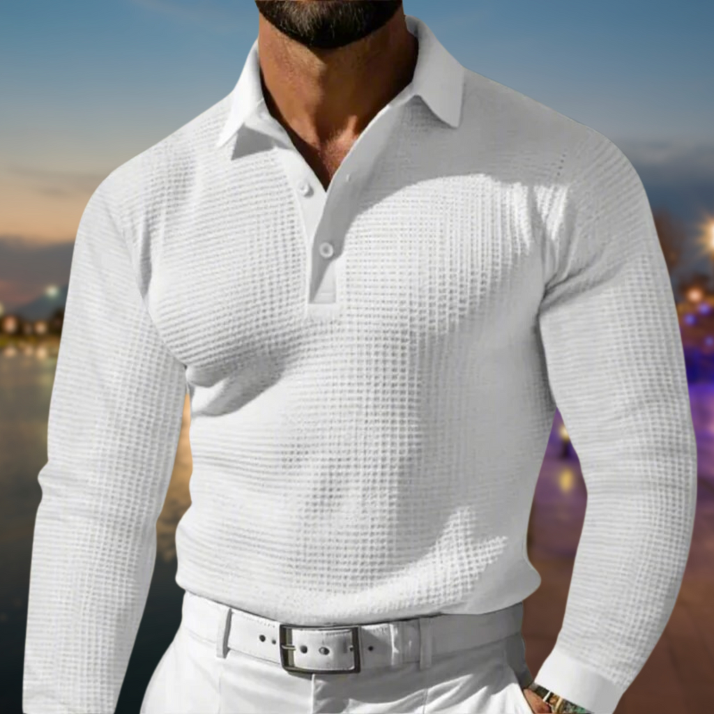 Men Set | Polo Collar Long Sleeve Knitted Pullover Fit