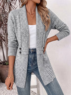 Women Cardigan | Open Front Ribbed Knit Relaxed Fit