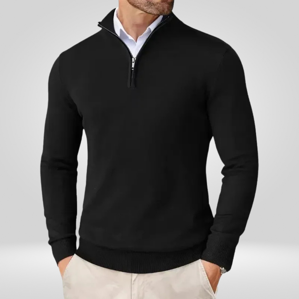 Men Sweater | Quarter-Zip Stand-Up Collar Slim Fit