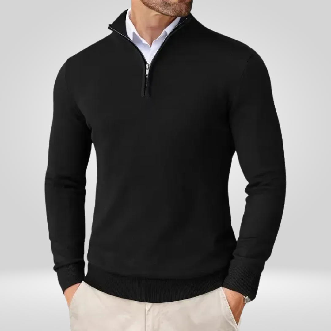 Men Sweater | Quarter-Zip Stand-Up Collar Slim Fit