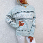 Women Sweater | Loose Fit Round Neck with Ribbed Cuffs