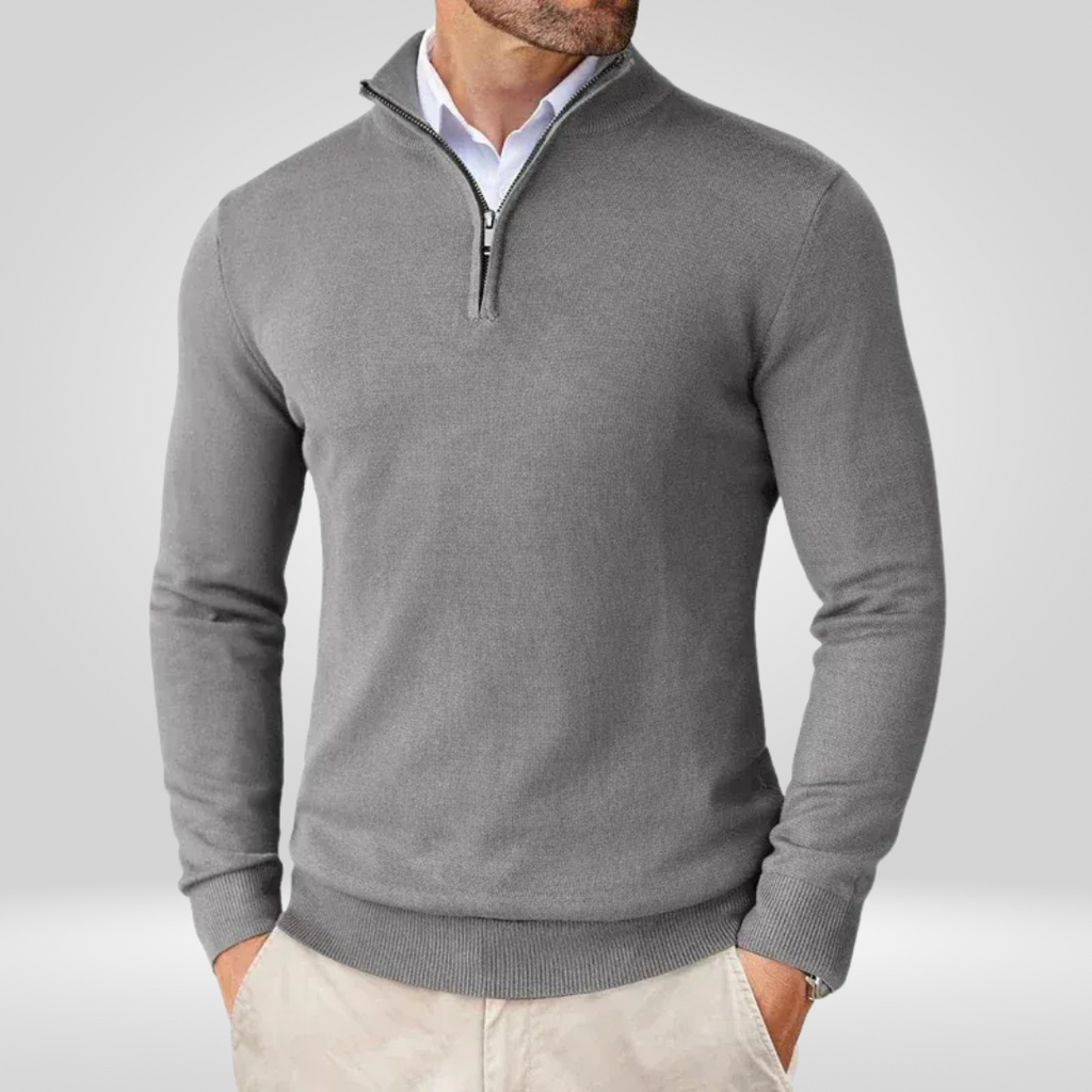 Men Sweater | Quarter-Zip Stand-Up Collar Slim Fit