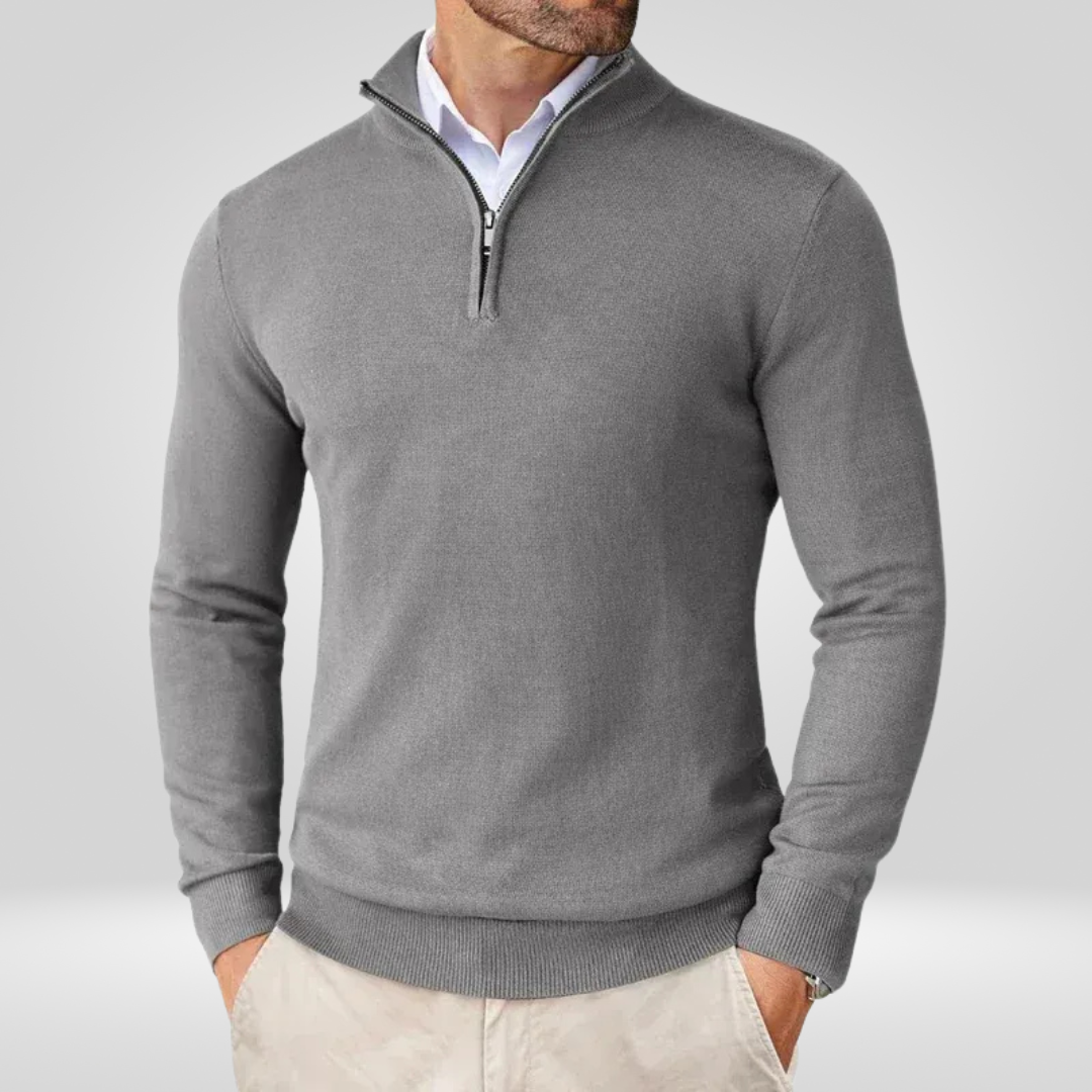 Men Sweater | Quarter-Zip Stand-Up Collar Slim Fit