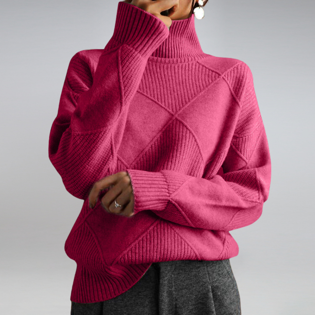 Women Sweater | Ribbed Knit Turtleneck Long Sleeve Fitted