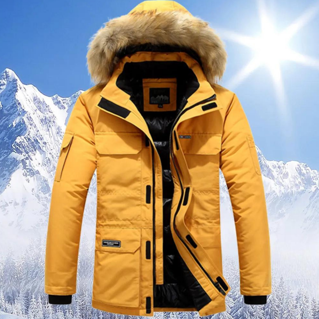 Men Parka | Insulated Hooded Mid-Length Zip-Front Design