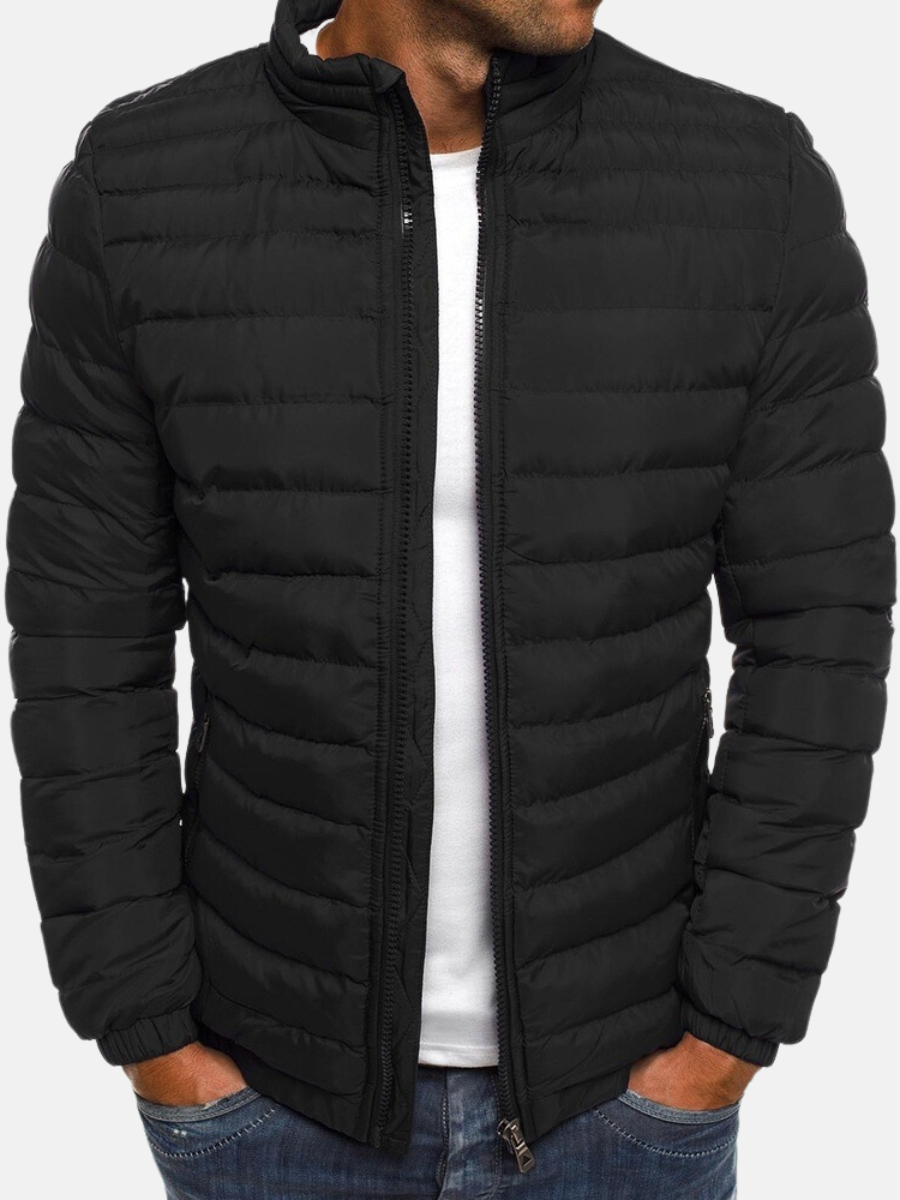 Men Puffer Jacket | Slim Fit with Full-Length Zip Closure