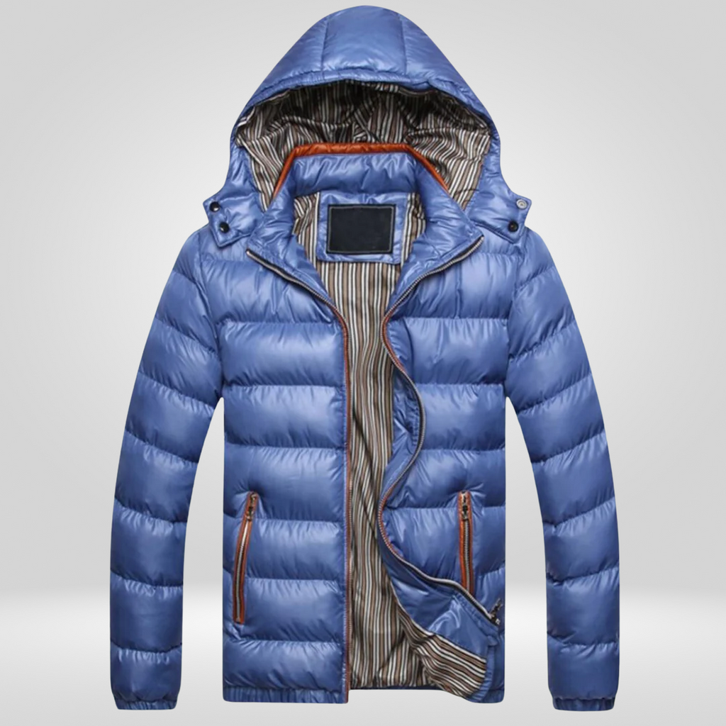 Men Jacket | Quilted Insulated Hood with Zip Snap Front