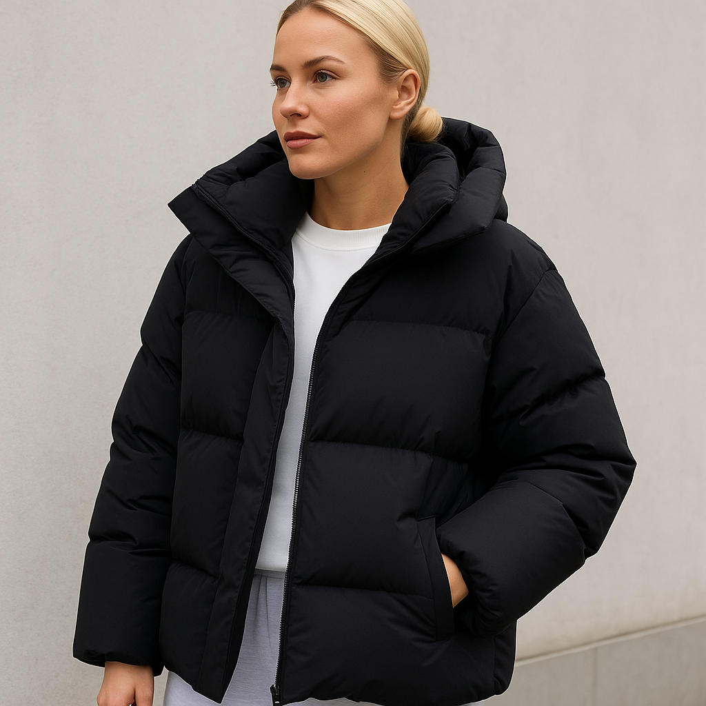 Women Coat | Quilted Loose Fit with Fixed Hood for Winter
