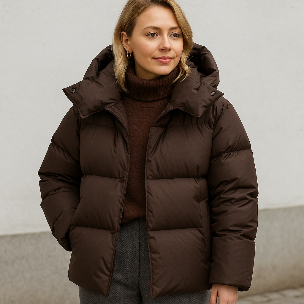 Women Coat | Quilted Loose Fit with Fixed Hood for Winter
