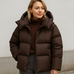 Women Coat | Quilted Loose Fit with Fixed Hood for Winter