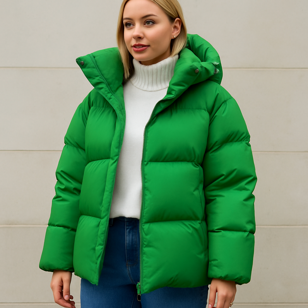 Women Coat | Quilted Loose Fit with Fixed Hood for Winter