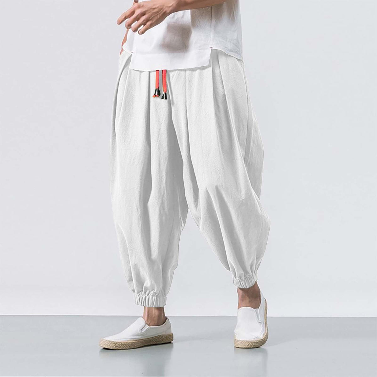 Men Trousers | Harem Fit with Elasticated Cuffs and Drawstring