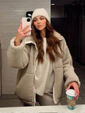 Women Jacket | Oversized Bomber with Stand Collar Zip Front