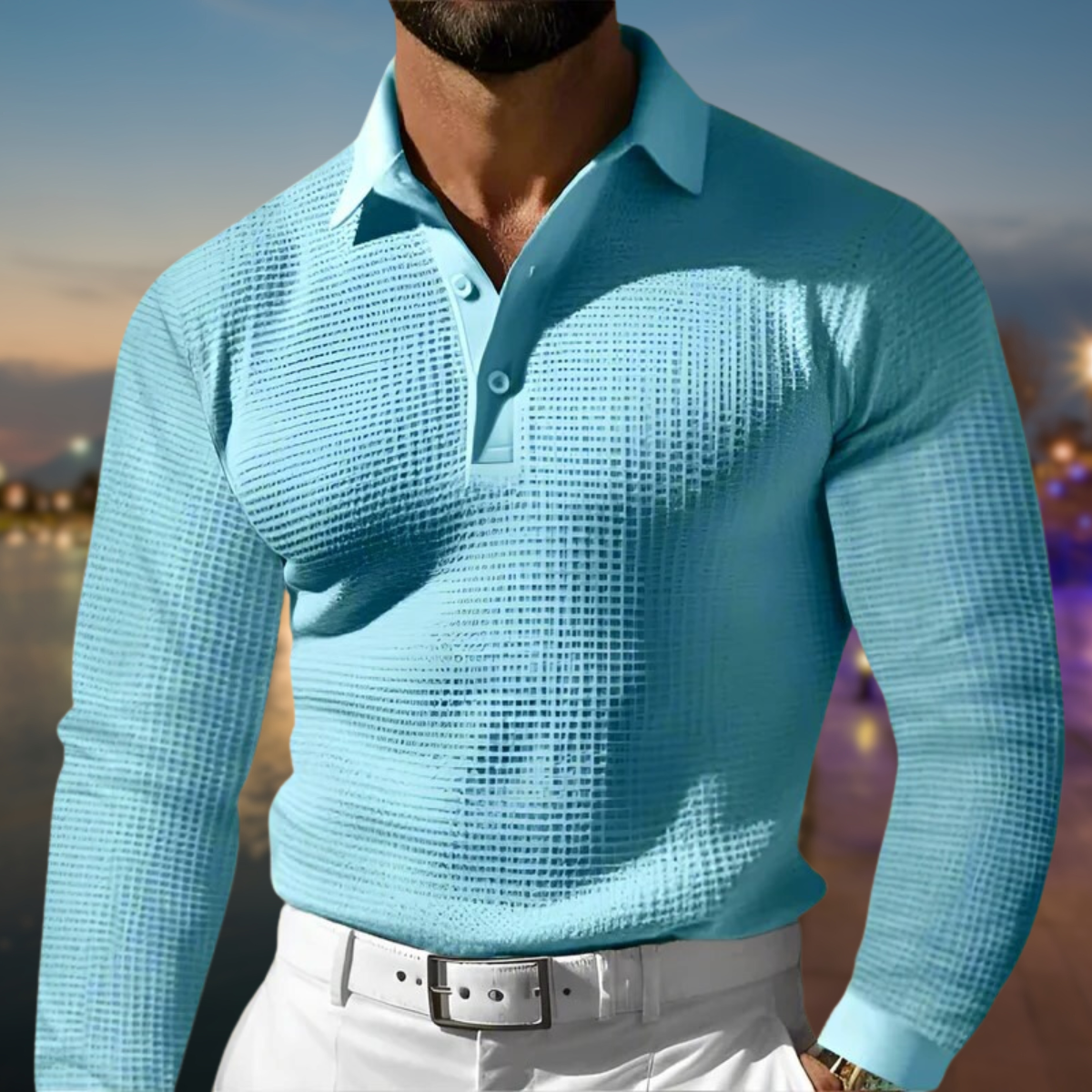 Men Set | Polo Collar Long Sleeve Knitted Pullover Fit