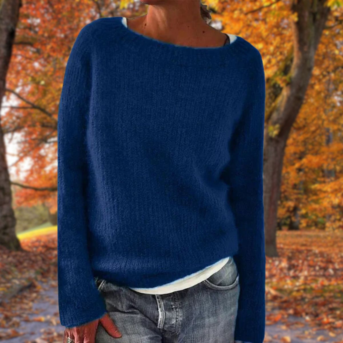 Women Sweater | Loose Fit Knit with Boat Neckline