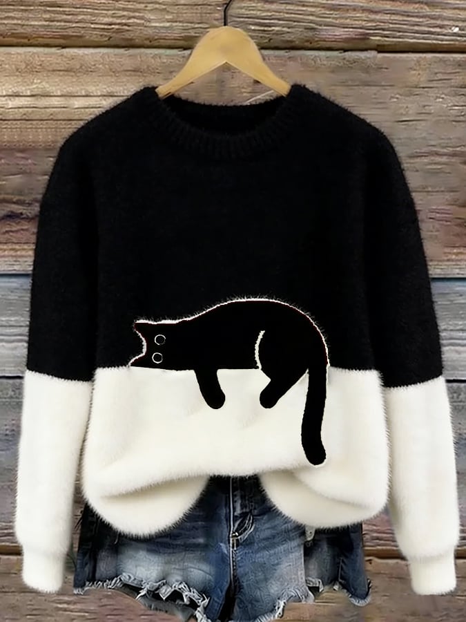 Women Sweater | Colourblock Relaxed Fit with Appliqué Detail