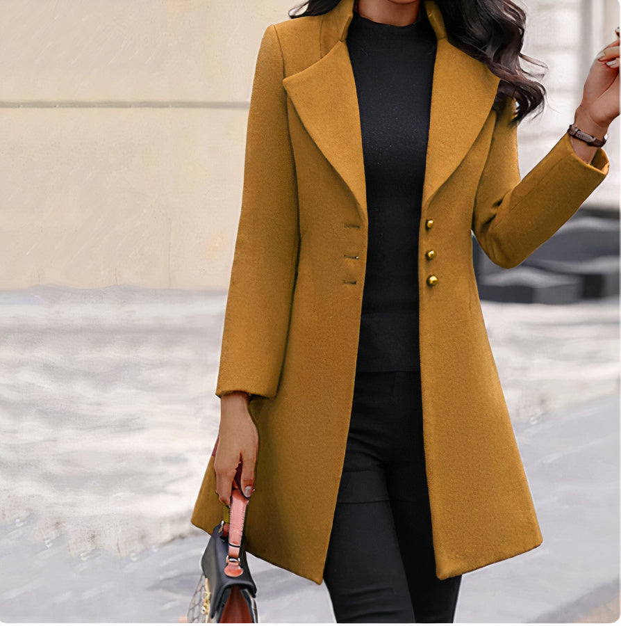 Women Coat | Slim-Fit Trench with Lapel Collar Design