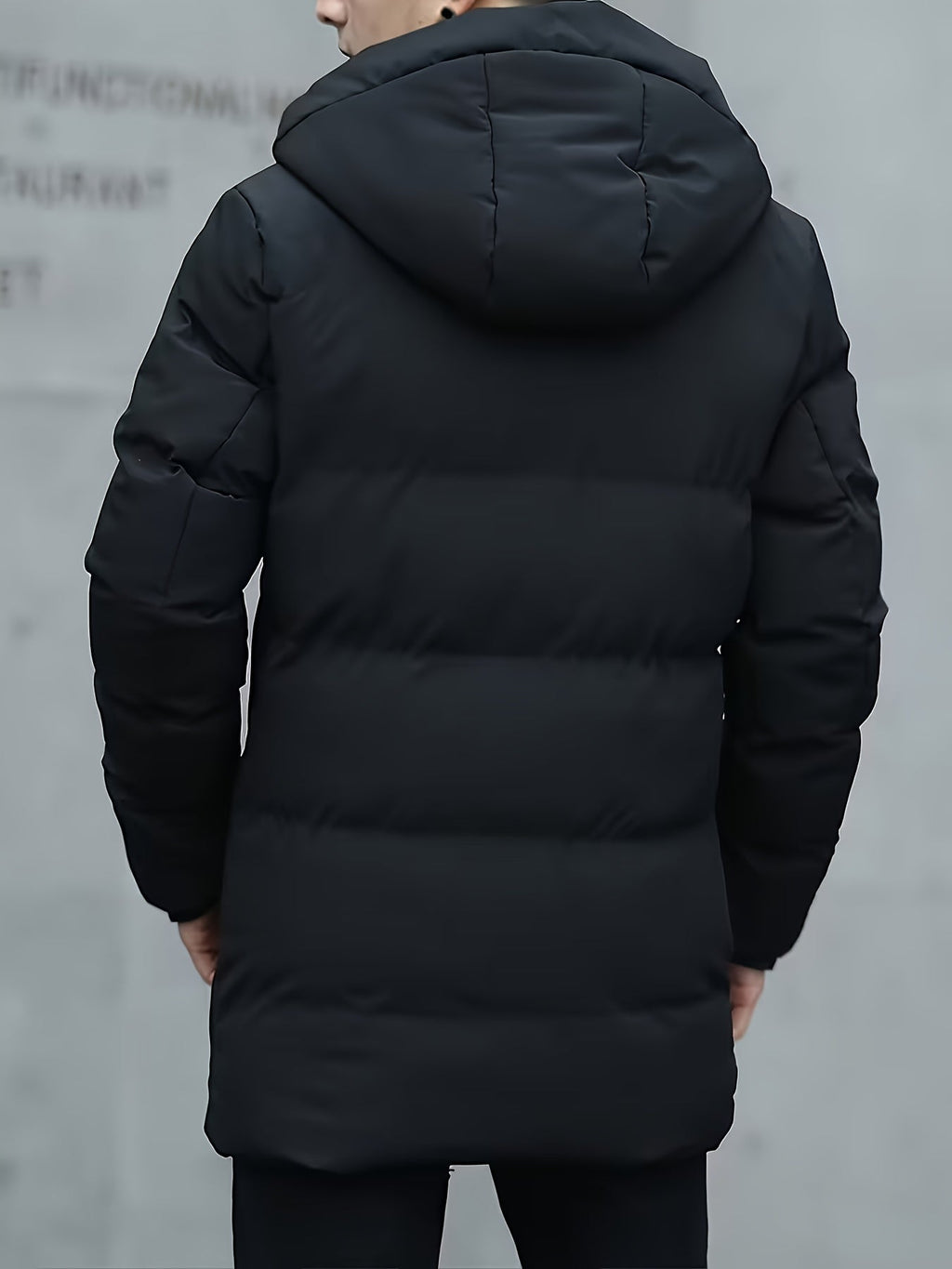 Men Puffer Jacket | Hooded Mid-Length with Zip Pockets