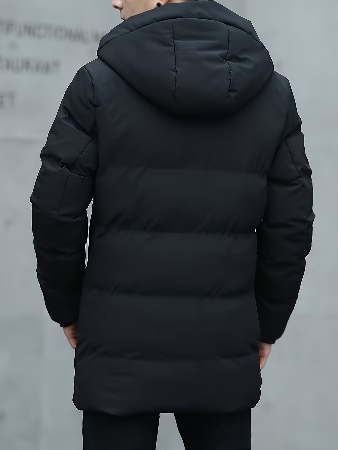 Men Puffer Jacket | Hooded Mid-Length with Zip Pockets